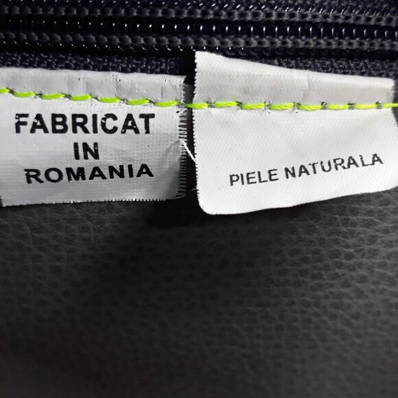 Green Leather Contrast Stitching Backpack Made in Romania Boho Utility - Picture 13 of 13